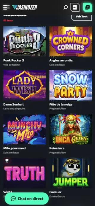 Casinozer mobile Android