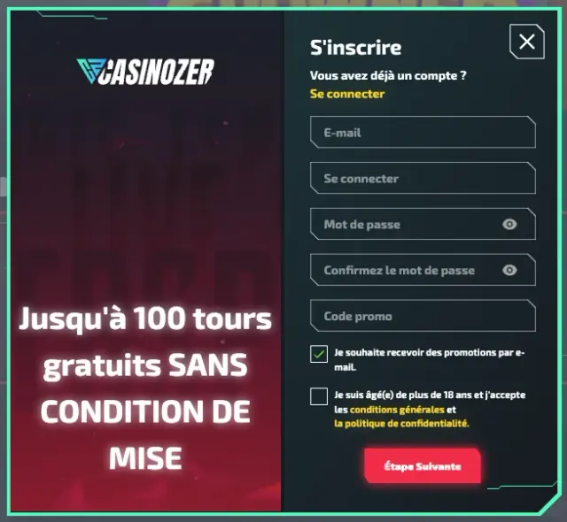 Inscription Casinozer
